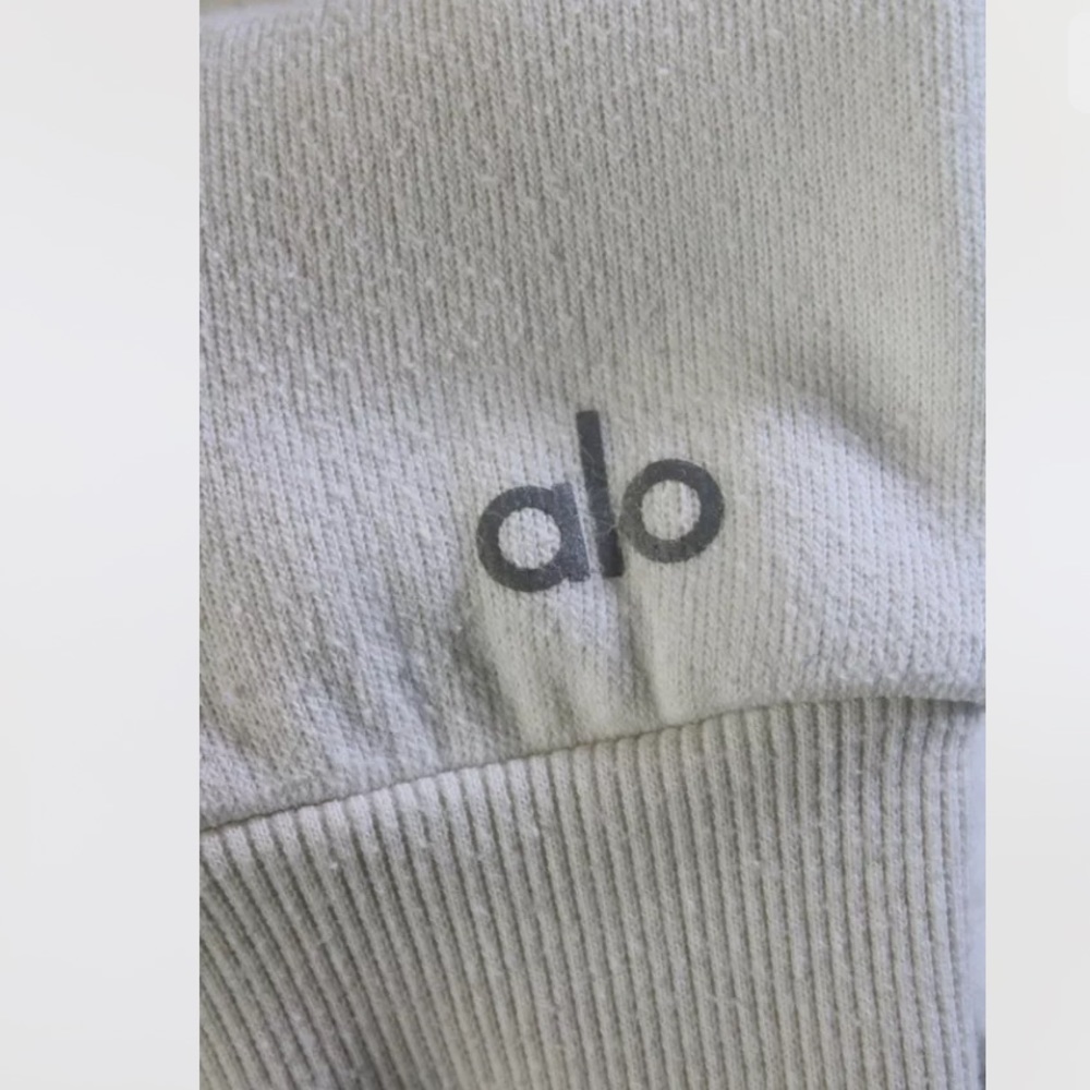 Alo Knit Fleece Lined Long Sleeve Hoodie Sweatshirt White Small off white - Picture 5 of 8